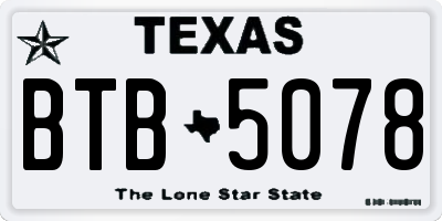 TX license plate BTB5078