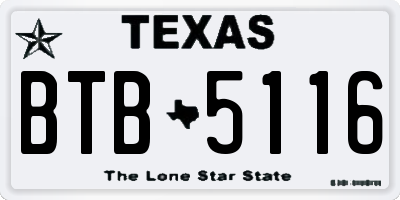 TX license plate BTB5116