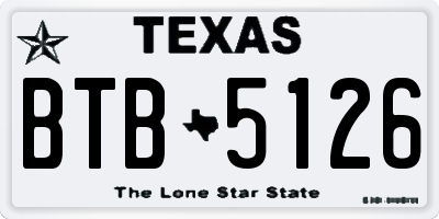 TX license plate BTB5126
