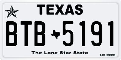TX license plate BTB5191