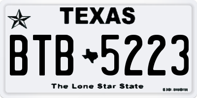 TX license plate BTB5223