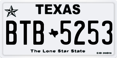 TX license plate BTB5253