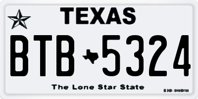 TX license plate BTB5324