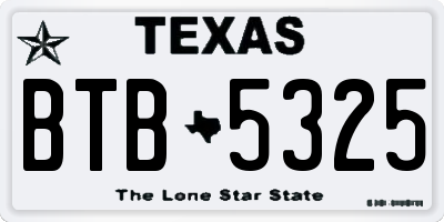 TX license plate BTB5325