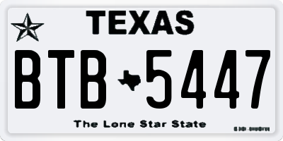 TX license plate BTB5447