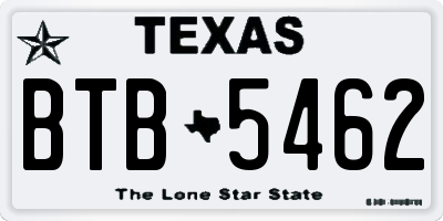 TX license plate BTB5462