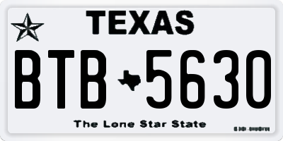 TX license plate BTB5630