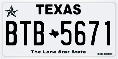 TX license plate BTB5671