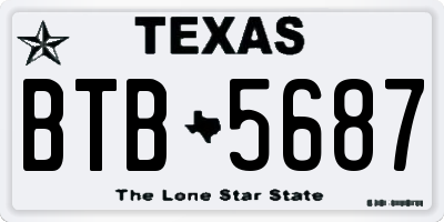 TX license plate BTB5687