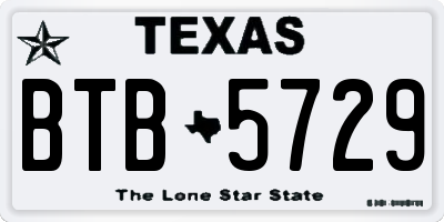 TX license plate BTB5729