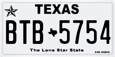 TX license plate BTB5754