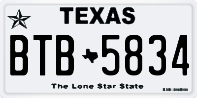 TX license plate BTB5834