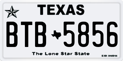 TX license plate BTB5856