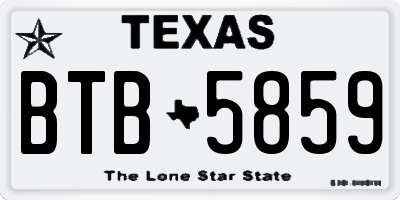 TX license plate BTB5859