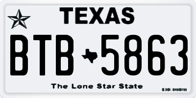 TX license plate BTB5863