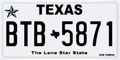 TX license plate BTB5871