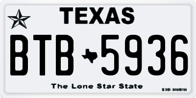 TX license plate BTB5936