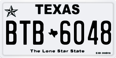 TX license plate BTB6048