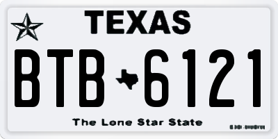 TX license plate BTB6121