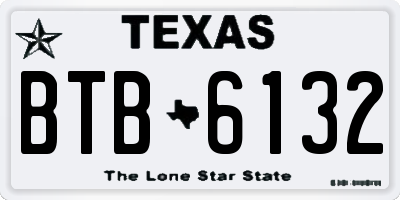 TX license plate BTB6132