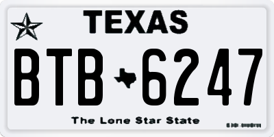 TX license plate BTB6247
