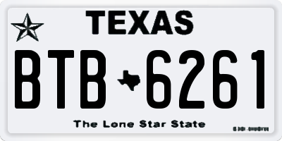 TX license plate BTB6261