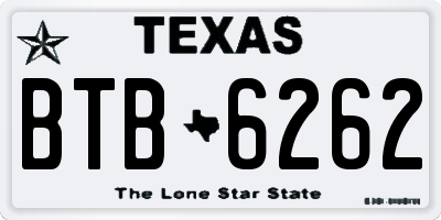 TX license plate BTB6262