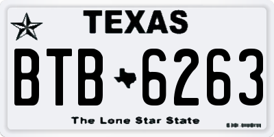 TX license plate BTB6263