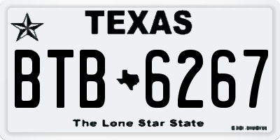 TX license plate BTB6267