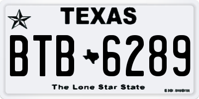 TX license plate BTB6289
