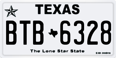 TX license plate BTB6328
