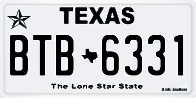 TX license plate BTB6331