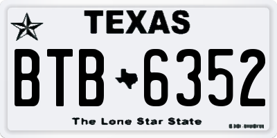 TX license plate BTB6352