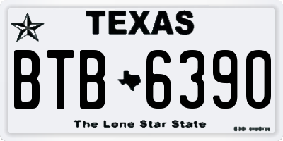 TX license plate BTB6390