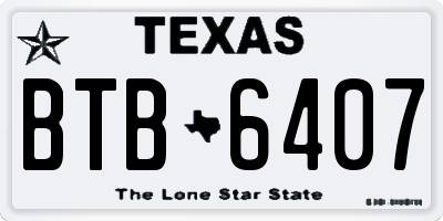 TX license plate BTB6407