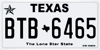 TX license plate BTB6465