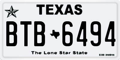 TX license plate BTB6494