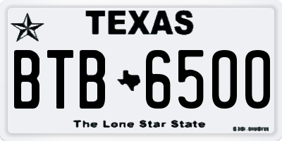 TX license plate BTB6500
