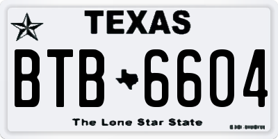 TX license plate BTB6604