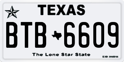 TX license plate BTB6609