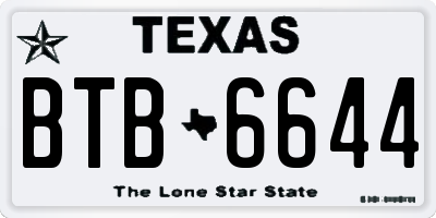 TX license plate BTB6644