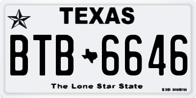 TX license plate BTB6646
