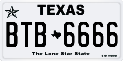 TX license plate BTB6666