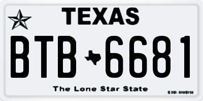 TX license plate BTB6681