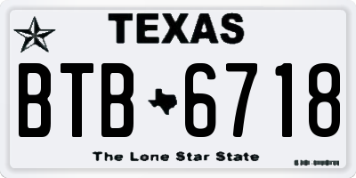 TX license plate BTB6718