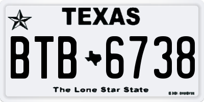 TX license plate BTB6738