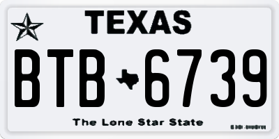 TX license plate BTB6739