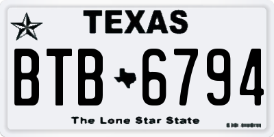 TX license plate BTB6794