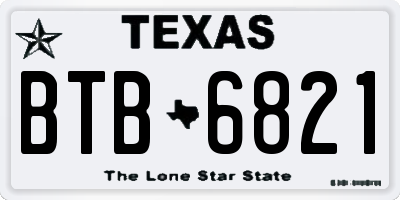 TX license plate BTB6821