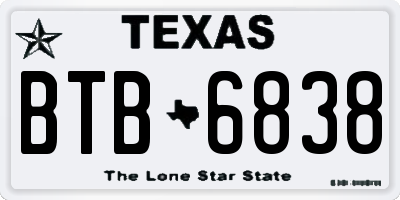 TX license plate BTB6838